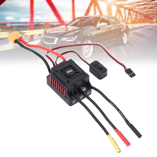 Eujgoov RC Brushless ESC Water 4 Level Brake Force Adjustment, 1/10 RC Car Speed Controller with External Programming Port