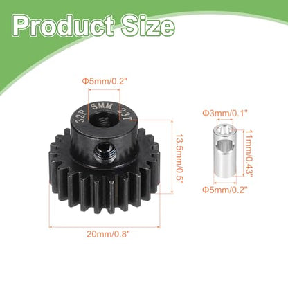 MECCANIXITY Steel 32P Gear Set with Gear Adapter 23T 5mm Shaft Motor Gears for RC Vehicles Truck Drift Car Part, Black - size: 23T