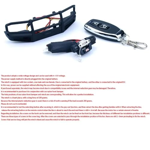 for FMS for FCX18 for LC80 4-15V 1/18 Front Bumper with Lights Winch Controller RC for Rock Crawler Car Truck Upgrade Parts Repair Replacement Accessories Rc Bumpers(A) - size: A