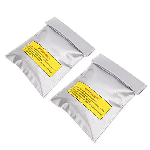 Lithium Battery Safety Bag, Durable Fire Charging Storage Pouch for RC Drone PVC Fiber 180 x 230 x 5 mm 2 Pack