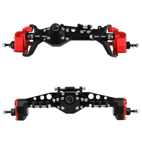 CNC Offset Portal Axle with Adjustable Link Mount for 1/10 RC Crawler Axial SCX10 III AXI03029 AR45P Rock Buggy LCG Chassis Cheater Rigs Upgrade Parts (red) - color: Red