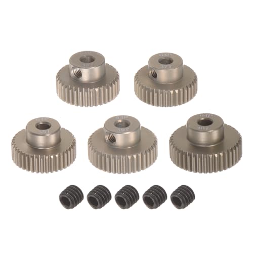 uxcell 64P Pinion Gear Set 3.175mm (1/8") Shaft 36T 37T 38T 39T 40T Aluminum Alloy Motor Gears for 1/10 RC Car (5pcs) - size: 3.175mm (1/8") x 36T 37T 38T 39T 40T