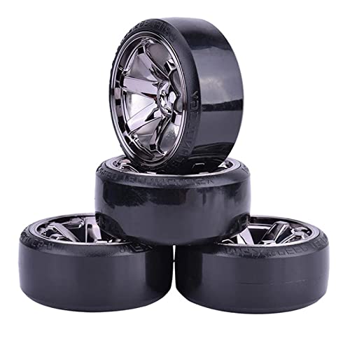 4Pcs 63mm RC Drift Car Tires Hard Tyres Plastic Wheel Rims for 1/10 RC On-Road Drifting Car for HSP Tamiya HPI Kyosho Spare Parts(Gray) - color: Gray