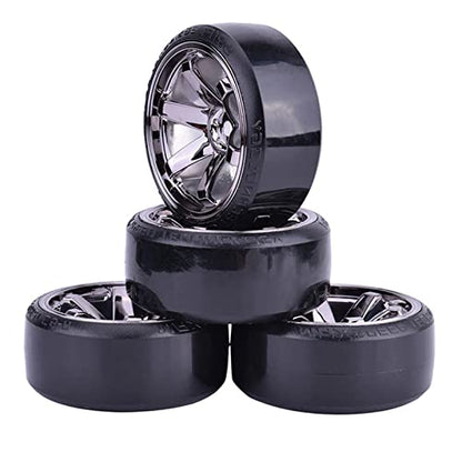 4Pcs 63mm RC Drift Car Tires Hard Tyres Plastic Wheel Rims for 1/10 RC On-Road Drifting Car for HSP Tamiya HPI Kyosho Spare Parts(Gray) - color: Gray