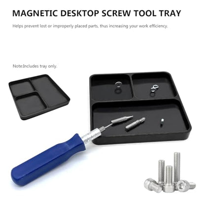 Magnetic Parts Tray, Aluminium Alloy RC Screws Organizer with Magnetic Pad, Automotive Small Tool Tray Electronic Repair Screws Holder for Sockets Bolts Pins, Car Accessories (Black) - color: Black