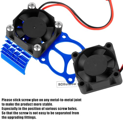 RC VXL-3s ESC Cooling Fan Heat Sink w/Dual Fan Heat Sink Upgrades Part for 1/10 Slash Rustler Stampede 4x4 VXL 4WD,High Velocity Fan Heatsink Hops Up,Navy Blue - color: Navy Blue(1set)