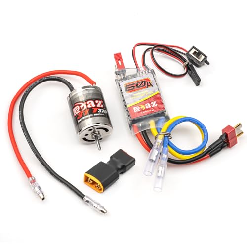 Brushed Power Combo 370 31T Motor 60/320A ESC BEC 6V/2A Splash-Proof for 1/16 1/18 RC Buggy Car Traxxas LaTrax Teton Rally Desert Prerunner Losi Mini-T 2.0 LMT, RC Drift Buggy Truck Car - size: 370 31T