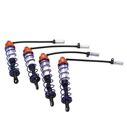 RC Damper, Aluminum Alloy Oil Adjustable Front Rear Shocks with High Elasticity Spring 4PCS for 1/8 Scale RC Crawler Truck Truggy Off-Road Racing and Hobbyist Use - color: Orange