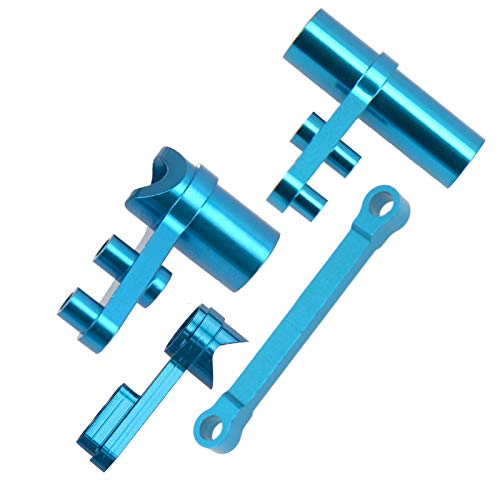 Aluminum Steering Servo Saver Complete Ackerman Plate Upgrade Parts 102057 Compatible with Redcat Volcano Epx HSP Exceed 1/10 RC Truck Buggy Car (Blue)