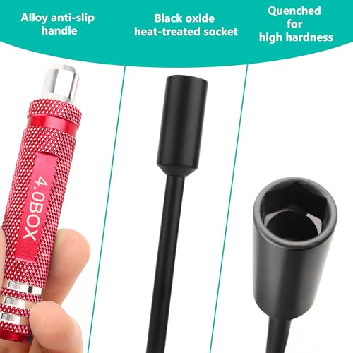 RC Hex Nut Driver Set Repair Tool Kit 4.0/5.5/7.0/8.0mm Hexagonal Head Nut Socket Wrench Screwdrivers for Hobby RC Quadcopter Helicopter FPV Drone Car Airplane(Red) - color: Red