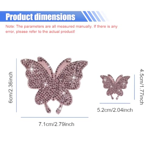 Craedli 8PCS Bling Butterfly Sticker Car Decals, Crystal Rhinestone Butterfly Decal with Self-Adhesive Backing for Women, Glitter Diamond Car Body Bumper Sticker for Window Laptop Luggage (Pink) - color: Pink