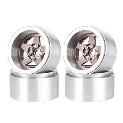 Aluminum 2.2" Beadlock Wheel Offset -10mm Metal Rims for SCX10 RR10 TRX4 VS4-10 Gen8 1/10 RC Crawler Car Upgrade Parts (5-Spoke, Bronze) - color: 5-spoke, Bronze