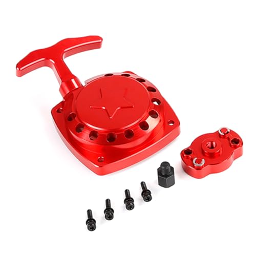 CNC Metal Easy Started Pull Starter & Dial Kit (Red) | for 1/5 HPI ROFUN ROVAN KM BAJA Losi 5ive T FG Zenoah CY 32CC 36CC Engine Rc Car Parts - color: Red