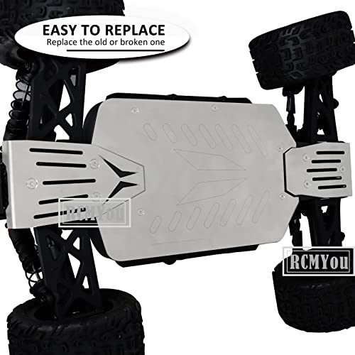 Stainless Steel Front Center Rear Chassis Armor Skid Plate Set for 1/10 Vorteks 4x4 3S Blx 4WD,RC Upgrades Part Front Chassis & Center Chassis & Rear Chassis Hop Ups,Silver,Upgrade 2022