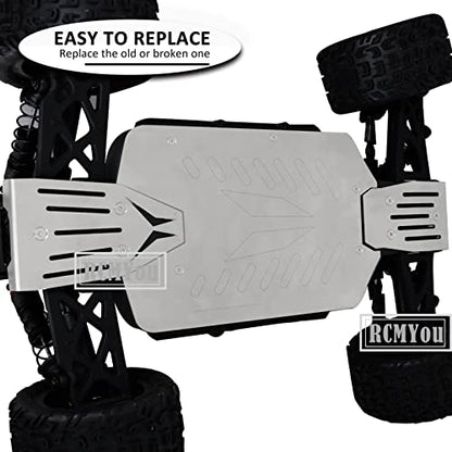 Stainless Steel Front Center Rear Chassis Armor Skid Plate Set for 1/10 Vorteks 4x4 3S Blx 4WD,RC Upgrades Part Front Chassis & Center Chassis & Rear Chassis Hop Ups,Silver,Upgrade 2022