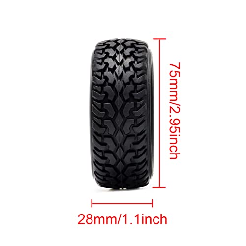 75mm Rubber Tires and 6 Spokes Green Plastic Wheel Rims for 1/10 Scale HSP 94123 HPI Kyosho Tamiya RC On Road Car 1:16 Rally Car (Black) - color: C, Black