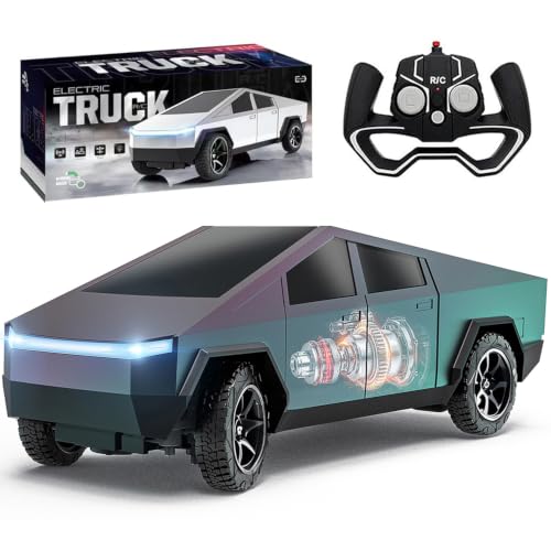 Remote Control Car, All Terrain High Speed RC Pi-ckup Truck Toys | Realistic Headlights, Taillights and Loadspace, Electric Vehicle Toys for Kids and Adults, Great Gifts for Birthday Christmas - color: Green Purple Color Change