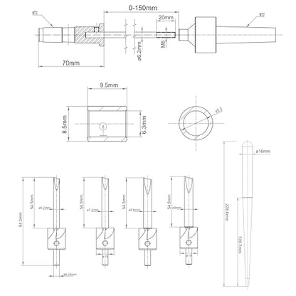 PM-002/MT2 Pen Mandrel Saver +TRIM-001 7pc Universal Barrel Trimming System+ INT-001 Universal Pen Tube Insertion Tool - color: Whole Pen Mandrel Kit