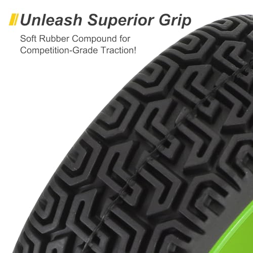 uxcell 4-Pair High-Grip RC Car Tire & Wheel Set for 1/10 Scale On-Road Touring Cars - Soft Rubber Tyres with 12mm Hubs, Black/Green - color: Black/Green