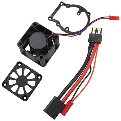 RC Motor Heatsink Radiator with High Speed Cooling Fan Heat Sink Compatible with Traxxas 1/8 4WD Sledge 95076-4 RC Monster Truck (Black) - color: Black
