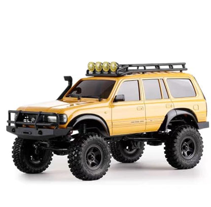 FMS 1/18 FCX18 RC Crawler Land Cruiser LC80 Toyota Officially Licensed, 4WD RTR RC Rock Truck with 2.4Ghz Transmission, Portal Axles, LED Lights for Adults Hobby Gifts (Yellow) - color: Yellow