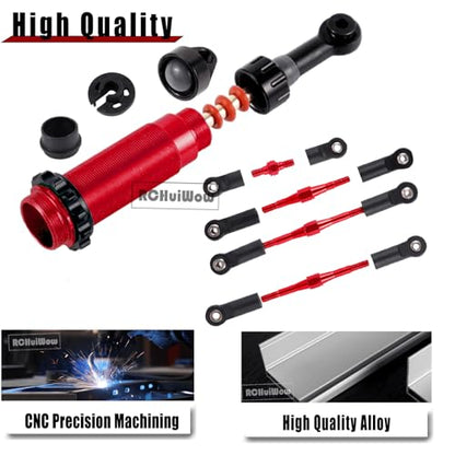 RC Shocks & Adjustable Turnbuckles Upgrades Part for 1/10 Slash Stampede Rustler Bandit VXL 4X4,Aluminum Front Rear 4PCS Shocks Absorber & 7PCS Turnbuckles Camber Link,Red