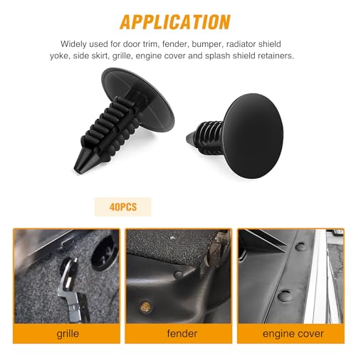 GOOACC 121Pcs Automotive Bumper Retainer Clips with Fastener Remover Compatible with Jeep Wrangler Chrysler Dodge Ram Nylon Rivets 6506007AA 6502625 6503598 - color: 120Pcs Clips + Remover