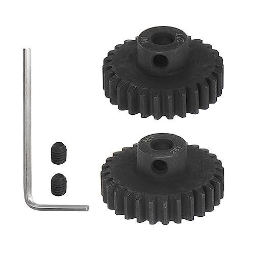 HARFINGTON Mod 1 M1 Pinion Motor Gear Set 2pcs 27T 28T Fit 5mm RC Motor Shaft M1 Pitch Gears for RC Car, with Hex Key - style: 27T 28T