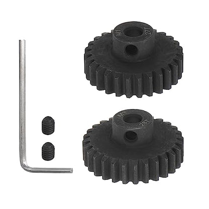 HARFINGTON Mod 1 M1 Pinion Motor Gear Set 2pcs 27T 28T Fit 5mm RC Motor Shaft M1 Pitch Gears for RC Car, with Hex Key - style: 27T 28T