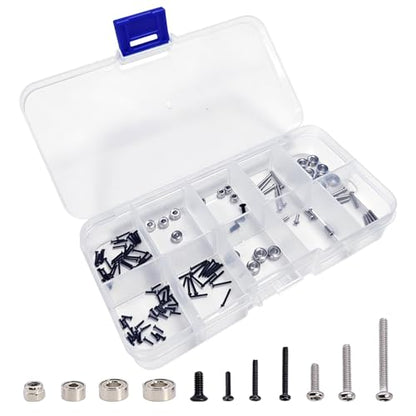 120Pcs Stainless Steel Screw Nut Bearing Set Kit with Box for Axial SCX30 Ford Jeep Wrangler Chevrolet K10 1/30 RC Crawler Upgrade