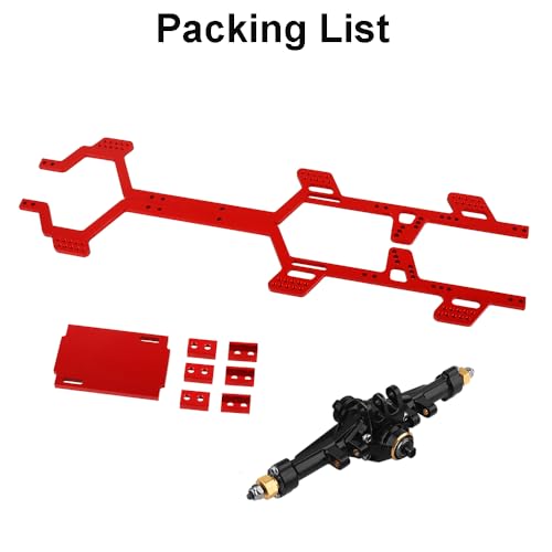 Aluminum Alloy 6x6 Chassis Frame Rail with Brass Complete Middle Axle for TRX4-M 1/18 RC Crawler Upgrade (red) - color: Red