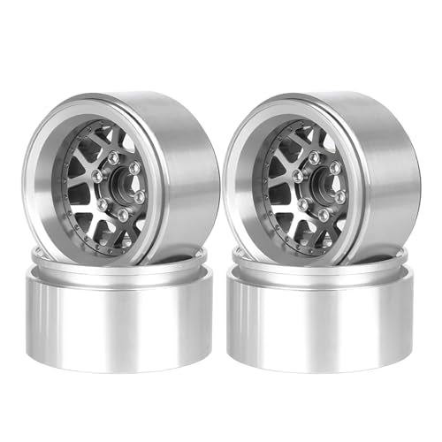 4PCS 1.9" Beadlock Wheel Rims Offset-10mm Aluminum Alloy Metal Wheel Hub for 1/10 RC Rock Crawler Car for Axial SCX10 TRX4 TRX6 D90 D110 Upgrade Accessories(Y-Shaped Grey) - color: Y-shaped Grey