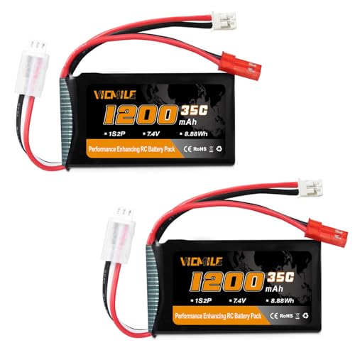 SCX24 Battery 7.4V 1200mAh Lipo Battery 2S 35C(Burst 70C) with PH2.0 JST Plug Fit for SCX24 RC Car WLtoys A949 A959 A969 A979 K929 and Most 1/10 1/16 1/18 1/24 RC Truck