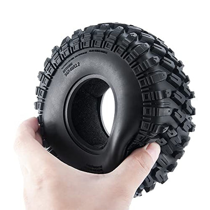 4PCS RC Tires 2.2inch RC Rubber Tyre Set 140mm/5.51inch with Foam Insert for 1/10 RC Crawler Axial SCX10 AX10 Wraith D90