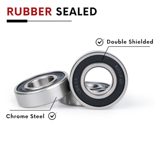 10 PCS 6002-2RS Double Rubber Sealed Deep Groove Ball Bearings 15x32x9mm, Deep Groove Ball Bearing ABCE-3 Pre-Lubricated, Chromium Bearing Steel (6002-2RS, 10) - size: 6002-2RS