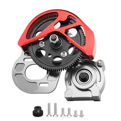 Aluminum Complete Transmission Gearbox for 1/10 Axia SCX10, SCX10 II 90046 90047 RC Crawler Upgrade (red-Gray) - color: Red-gray