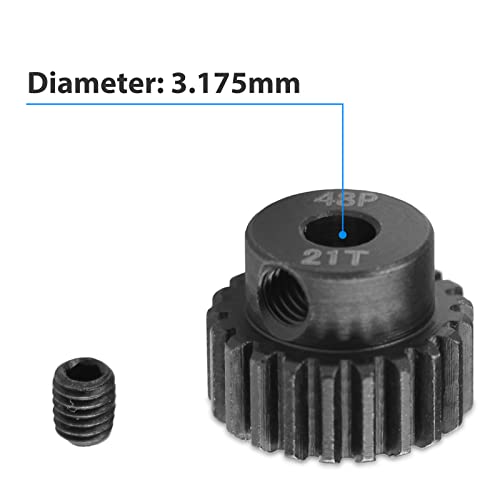 AIMROCK 5-Pack 48P RC Motor Pinion Gears Set: 17T 18T 19T 20T 21T Upgrade Parts for 1/10 RC Car 3.175mm Shaft Motor - size: 17T 18T 19T 20T 21T