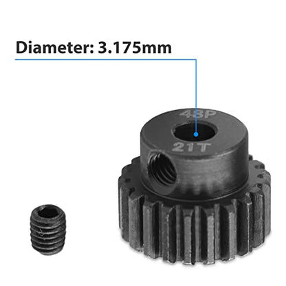 AIMROCK 5-Pack 48P RC Motor Pinion Gears Set: 17T 18T 19T 20T 21T Upgrade Parts for 1/10 RC Car 3.175mm Shaft Motor - size: 17T 18T 19T 20T 21T