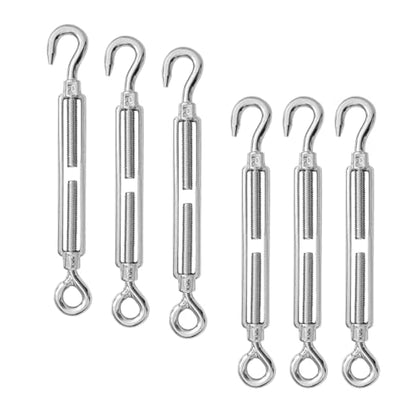 6 PCS M4 Hook and Eye Turnbuckles for Cables Wire Rope Tension | Made of 304 Stainless Steel, Corrosion Resistant & Easy to Use,55lbs Rated,Industrial Shade Sail Rigging - size: 6PCS-M4-OC