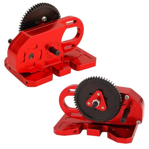 Heavy Duty LCG 2 Low Differential Gearbox Transmission with Gear Skid Plate for 1/10 RC Crawler Axial SCX10 I II III Capra TRX4 Upgrade Parts (red) - color: Red