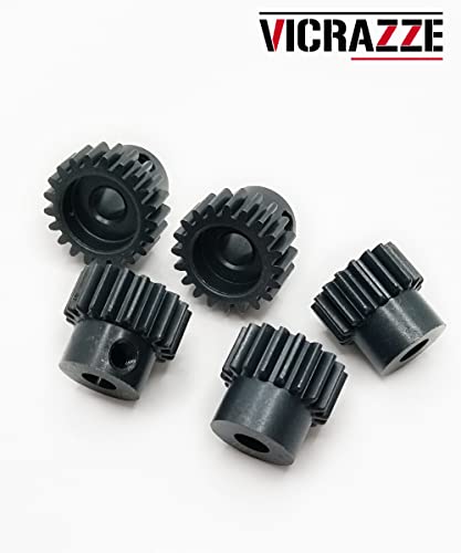 Raflot VICRAZZE 32p 5mm Pinion Gear Set 17T 18T 19T 20T 21T with 1/8 inch(3.175mm) Coupler and hex Key for 0.8 Metric Pitch RC Buggy Car Monster Truck