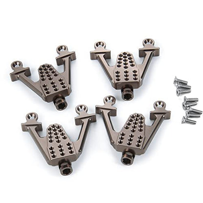4PCS Aluminum Front & Rear Shock Tower Hoops, Titanium | Bracket Mount, Upgrade Parts, For Axial SCX10 1/10 Scale, Crawlers Truck Car - color: Titanium