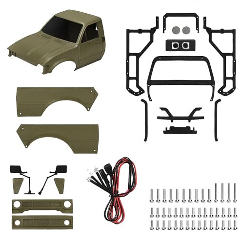 SCX24 Body, 1/24 Pickup Hard Body Shell with Bed Rack, RC Truck Body for Axial SCX24 C10 Bronco Wrangler Base Camp 4Runner, Scale RC Crawler Accessories (Yellow) - color: Yellow
