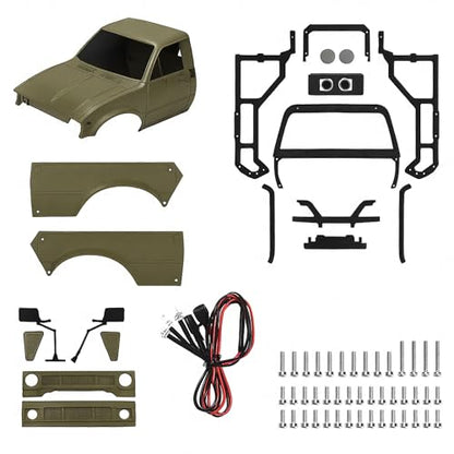 SCX24 Body, 1/24 Pickup Hard Body Shell with Bed Rack, RC Truck Body for Axial SCX24 C10 Bronco Wrangler Base Camp 4Runner, Scale RC Crawler Accessories (Yellow) - color: Yellow