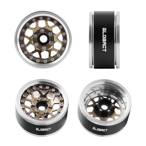 GLOBACT 1.9 Beadlock Wheel Rims for TRX4 TRX6 Axial SCX10 Redcat GEN7, BR | Aluminum RC Wheel Hub, Adjustable 4 Offsets, 1/10 RC Crawler Upgrade - color: Bronze