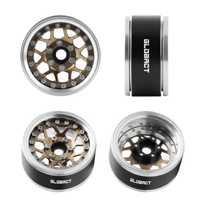 GLOBACT 1.9 Beadlock Wheel Rims for TRX4 TRX6 Axial SCX10 Redcat GEN7, BR | Aluminum RC Wheel Hub, Adjustable 4 Offsets, 1/10 RC Crawler Upgrade - color: Bronze
