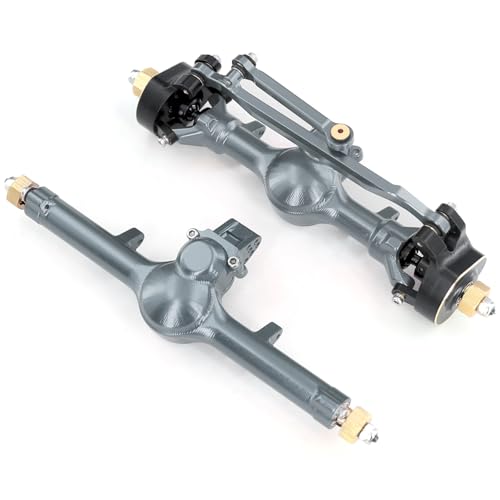 OGRC +4mm Axles with Double Joint Shaft & Brass Steering Knuckle for SCX24 | Aluminum Axle Housing, Brass Steering Knuckles, Stock 2/16T Gears, for Axial SCX24 AX24 1/24 RC Crawler, Titanium - color: Titanium