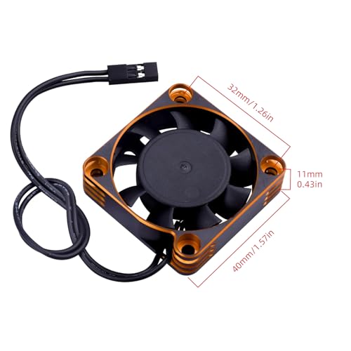 RC Car Motor Cooling Fan Heatsink 16000RPM Brushless ESC Cooling Fan 40x40mm for RC Car 1/8 1/10 540 550 Motor (Gold) - color: Gold