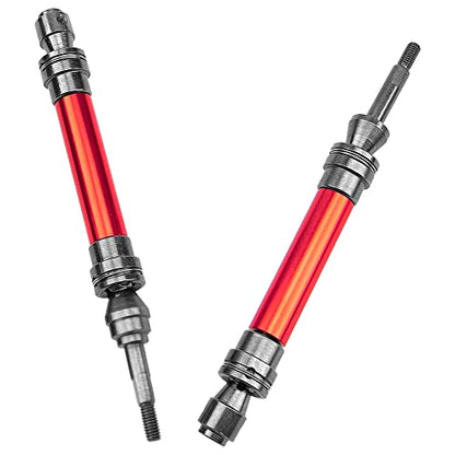 Front & Rear Universal Drive Shaft CVD w/Wheel Hex Hub Compatible with 1/10 Traxxas Slash VXL 4x4 /Stampede VXL 4X4/Hoss VXL 4X4 RC Car Upgrade Part (Red) - color: Red