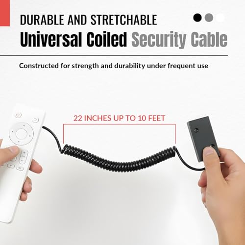 Universal Coiled Security Cable, 3-Pack | Remote Control Tether, Hook and Loop Fastener Tape, Double-sided Tape, High Quality, CBL02 - size: 3 Pack